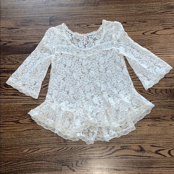 Free People Flowy White Floral Lace Blouse - Picture 9 of 14